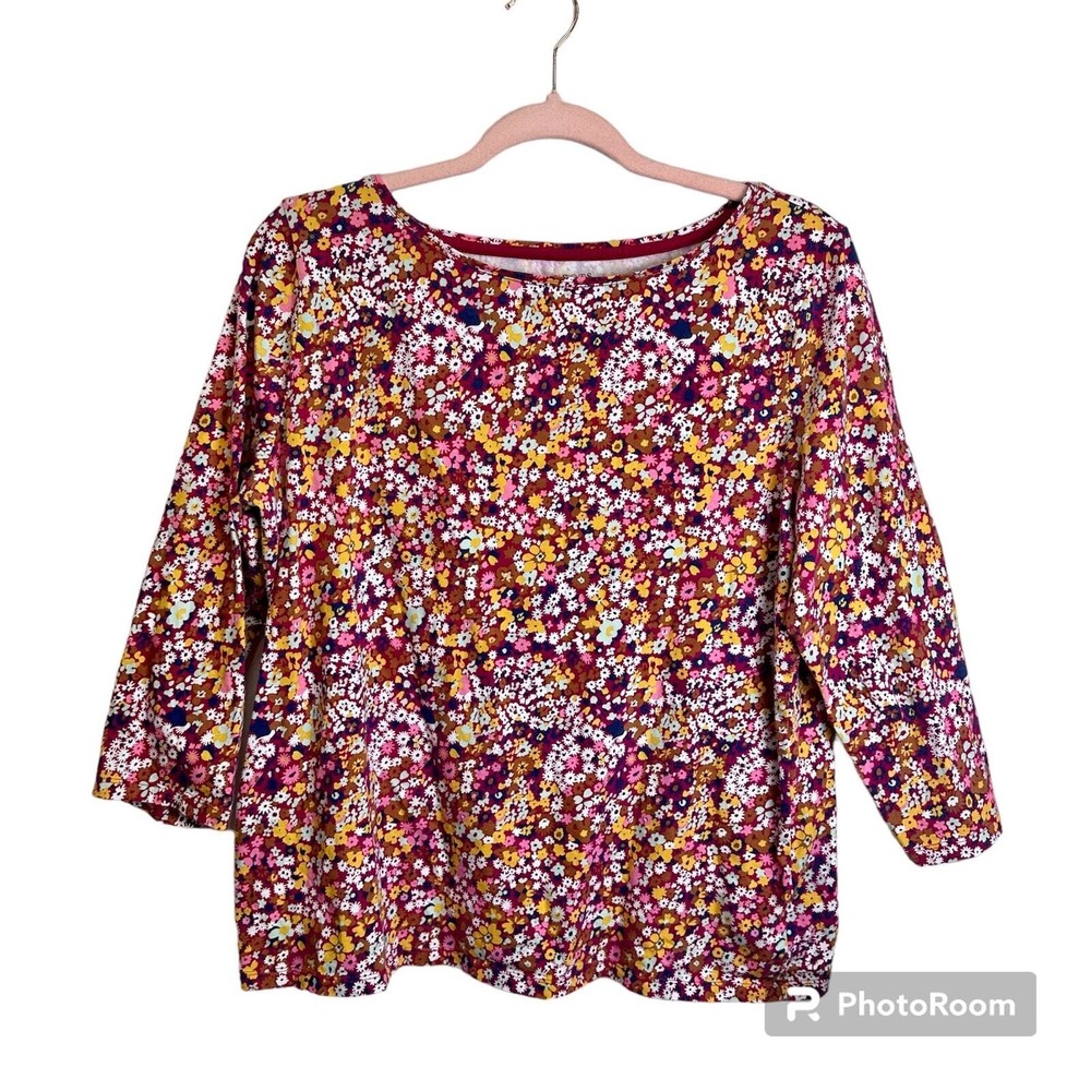 Talbots Women's Top Plus Size 1X Ditsy Floral Stretch Crewneck Feminine Bloom